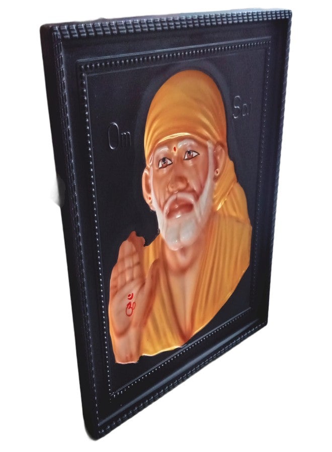 OM SAI إطارات الصور الرخامية OM SAI SaiBaba 3D للمعبد وديكور المنزل | ساي بابا إطار الصورة | ساي بابا | تحفة ديكور المنزل (برتقالي) - Image 3